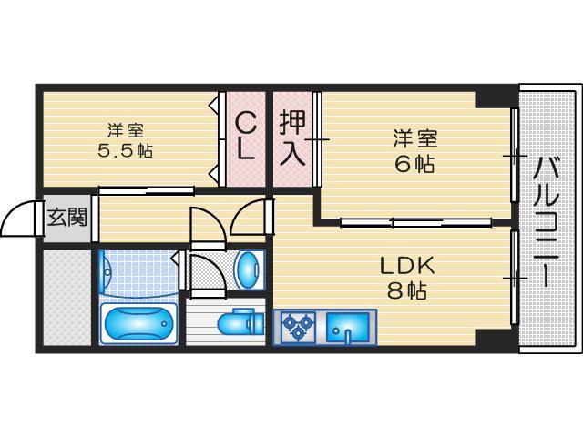 コアロード桃山台(2LDK/2階)の間取り写真