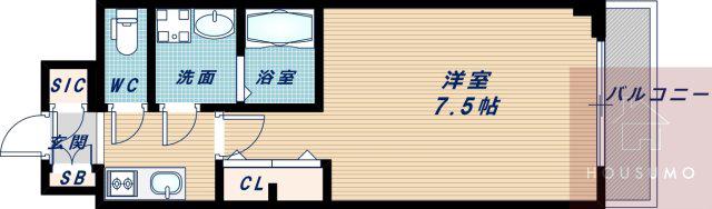 ワールドアイ江坂アルバ(1K/8階)の間取り写真