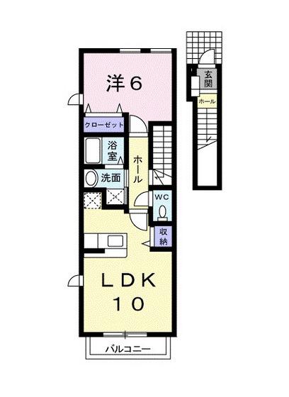 ベル・ソラージュI(1LDK/2階)の間取り写真