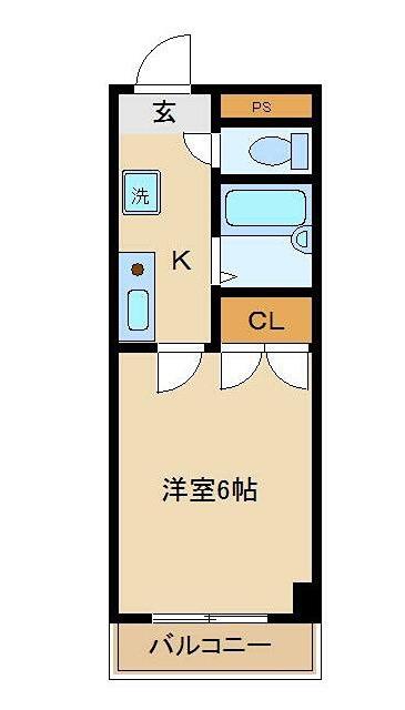 フロラシオン(1K/2階)の間取り写真