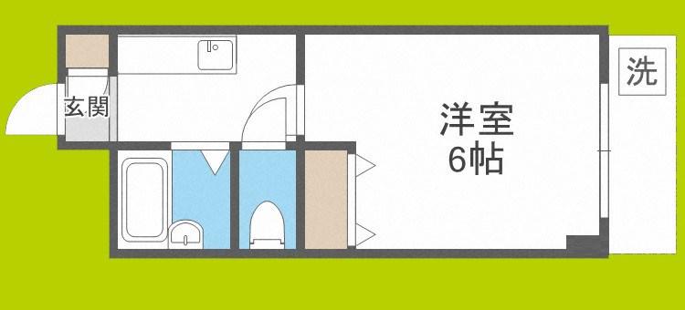 天満グリーン土井マンション(1K/6階)の間取り写真