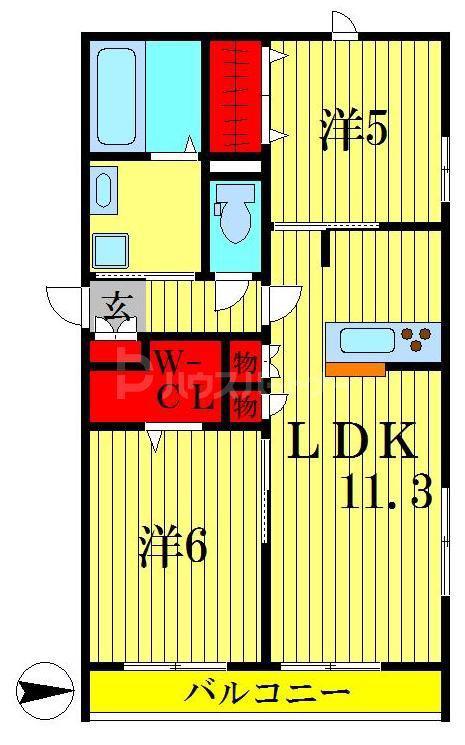 ラ・メゾン天王台(2LDK/1階)の間取り写真