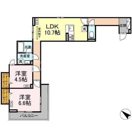 セレスティア江北II(2LDK/3階)の間取り写真