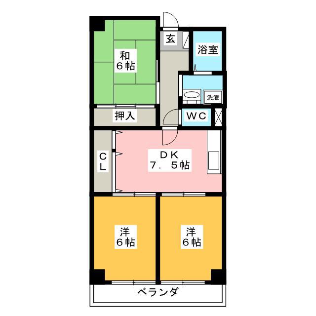 ロイヤルヒルズ嵯峨(3DK/4階)の間取り写真