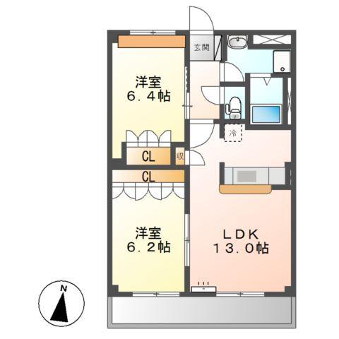 エーヴィヒハイム(2LDK/2階)の間取り写真