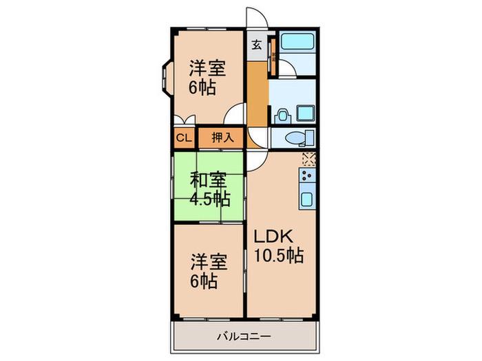 ハイツさわらび(3LDK/5階)の間取り写真