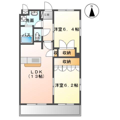 グリーンヒルズ慶(2LDK/2階)の間取り写真