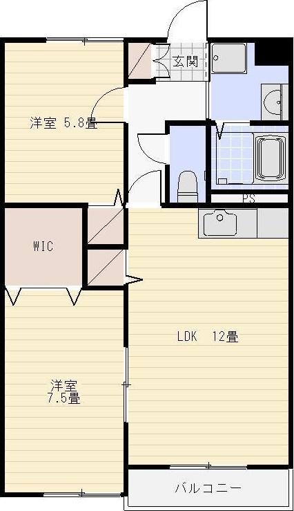 プリントス(2LDK/3階)の間取り写真