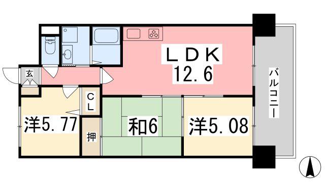 ファーレ姫路(3LDK/4階)の間取り写真