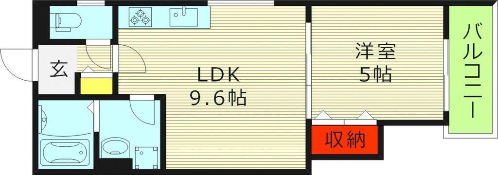 クリエオーレ横堤(1LDK/3階)の間取り写真