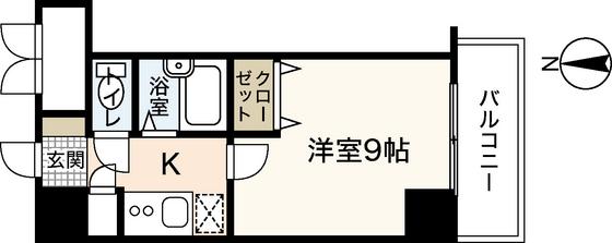 ラントハウス幟町(1K/6階)の間取り写真