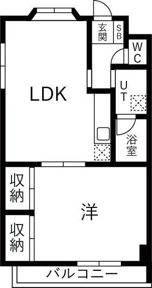 ジュネス青山(1LDK/3階)の間取り写真