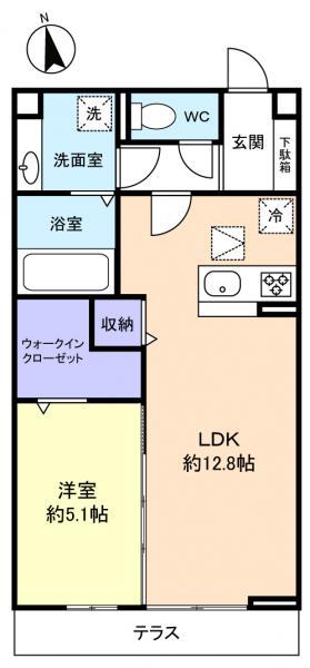 JYUTO津田沼II(1LDK/1階)の間取り写真