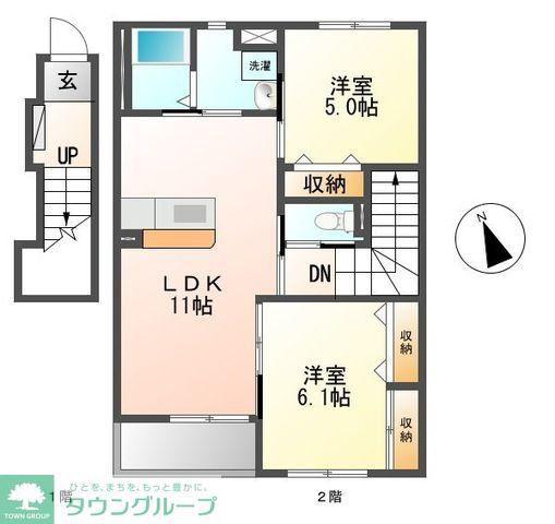 グランツテンペル(2LDK/2階)の間取り写真