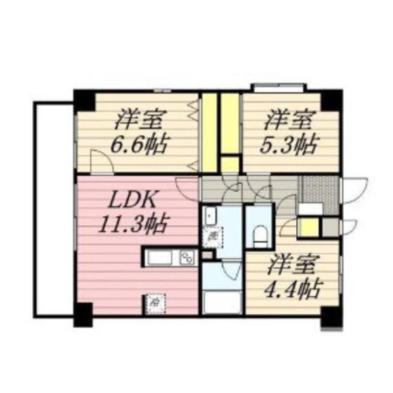 カルトセゾン鶴ヶ谷東(3LDK/6階)の間取り写真