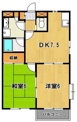 エクレールI(2DK/2階)の間取り写真