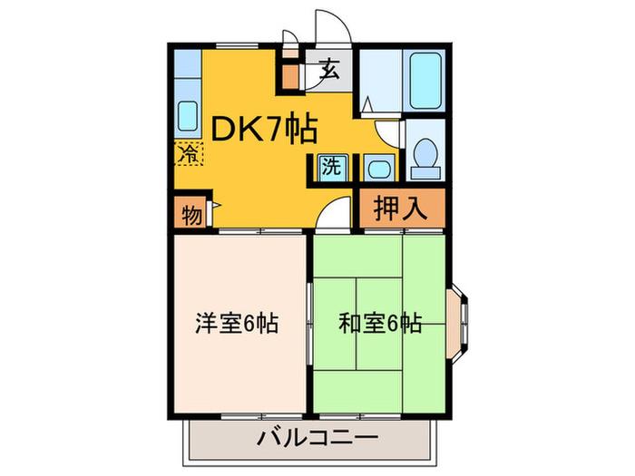 クレールハイツ(2DK/1階)の間取り写真