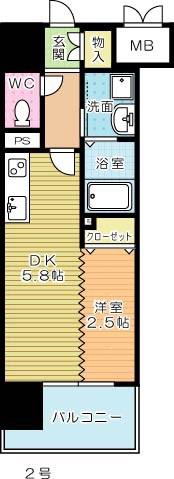デザイナーズ ざ・片野(1DK/9階)の間取り写真