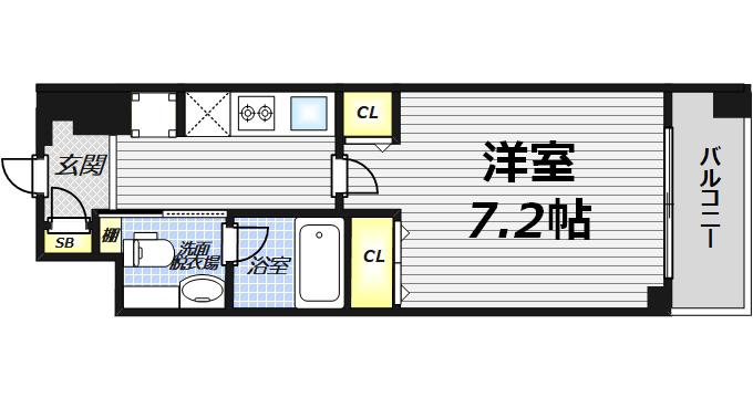 セレッソコート リバーサイドOSAKA(1K/5階)の間取り写真