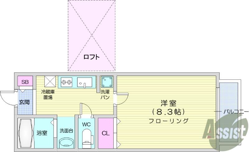フォレストスクウェア(1K/2階)の間取り写真