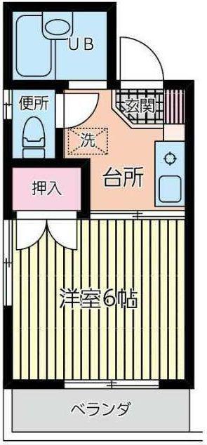 青山ハイツII(1K/2階)の間取り写真