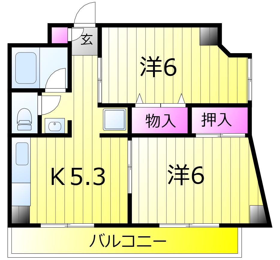 マイパレス(2DK/1階)の間取り写真
