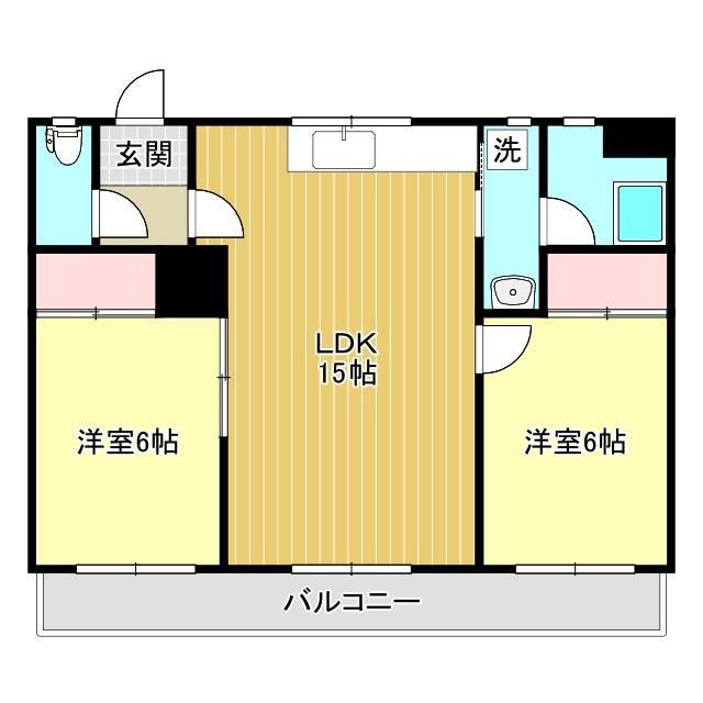 ベルグローブ(2LDK/2階)の間取り写真