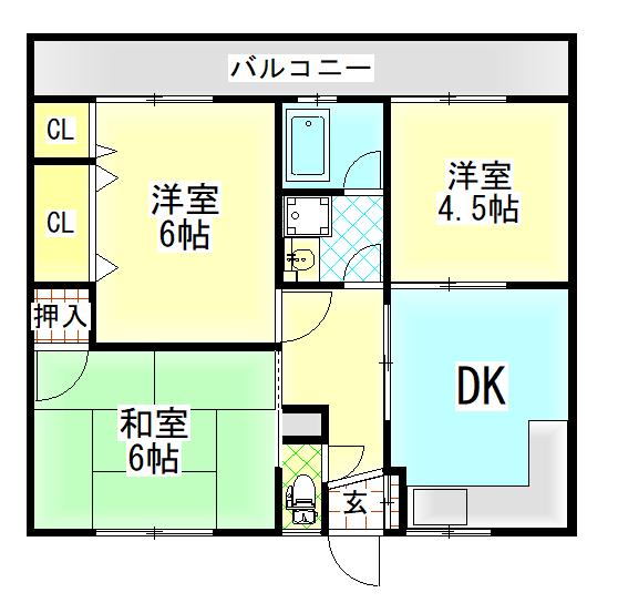 コーポシノハラ(3DK/2階)の間取り写真