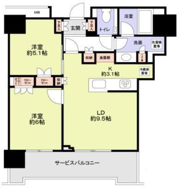 ザヨコハマフロントタワー(2LDK/23階)の間取り写真