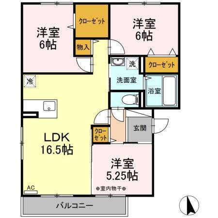 ピュアタウンB(3LDK/2階)の間取り写真