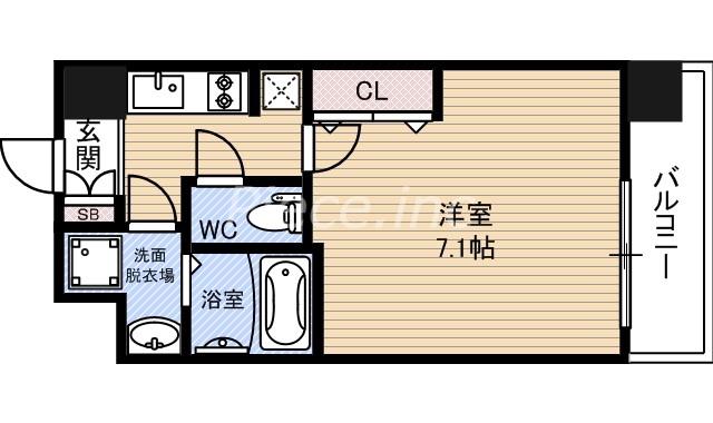 レークス大阪城イースト(1K/2階)の間取り写真