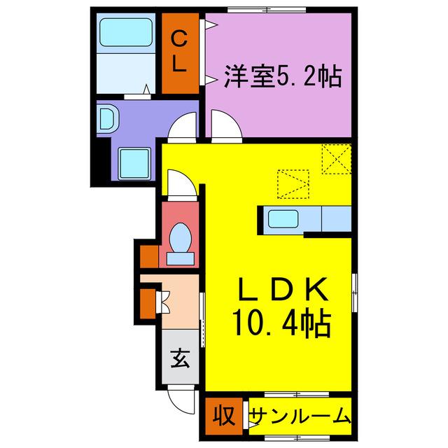 フェリア福崎(1LDK/1階)の間取り写真