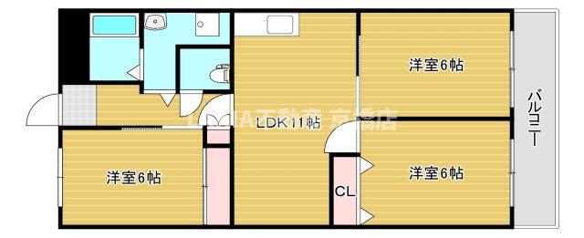 マルニコーポ都島第4(3LDK/6階)の間取り写真