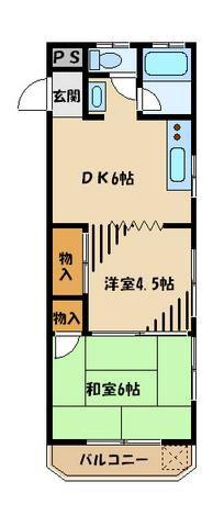 ベルメゾンヤマグチ(2DK/1階)の間取り写真