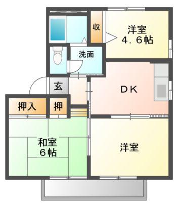 ディアス甲栄台(3K/1階)の間取り写真