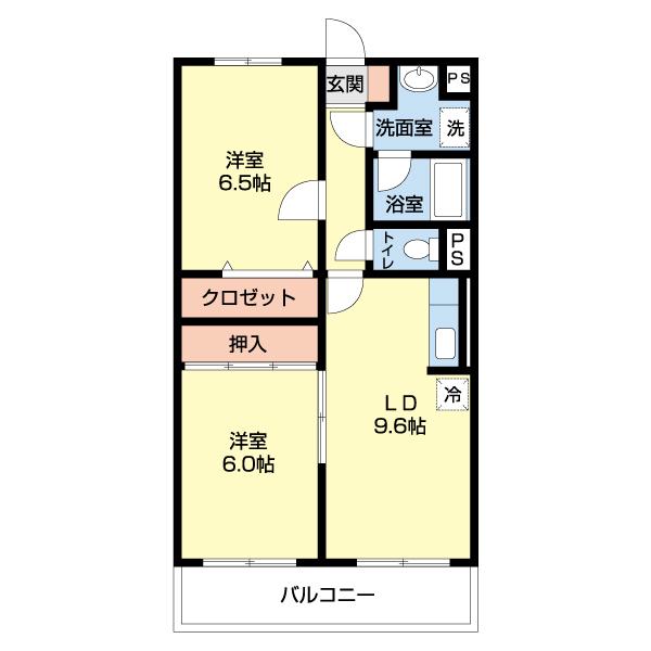 ボーネンKII(2LDK/2階)の間取り写真