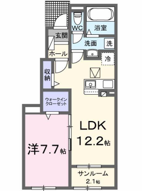 レジデンス界(1LDK/1階)の間取り写真