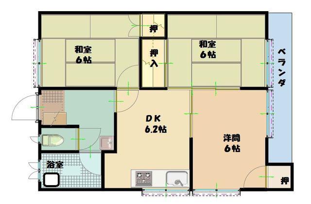 サンハイツ(3DK/1階)の間取り写真