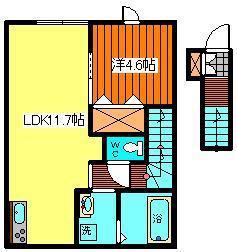 フレアコート朝日町(1LDK/2階)の間取り写真