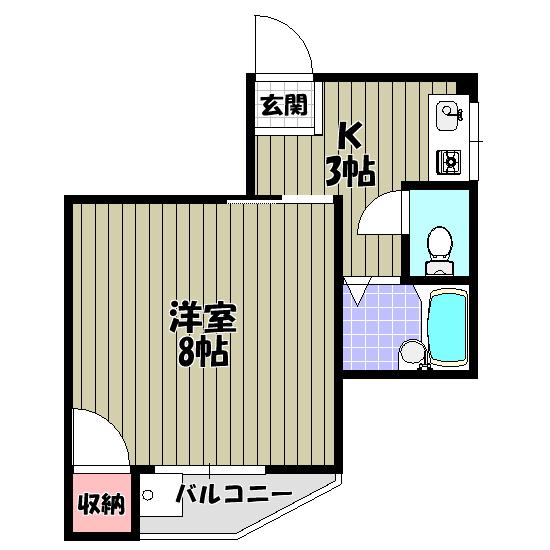 川辺ビル(1K/2階)の間取り写真