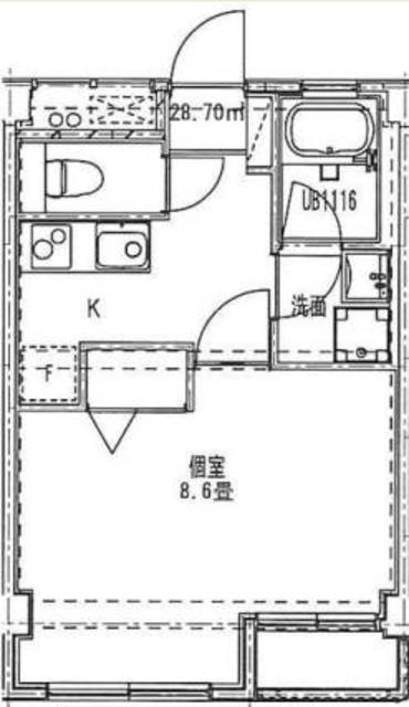 リヴェール弘明寺(1K/4階)の間取り写真