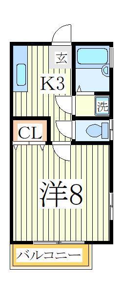 サンライズ(1K/2階)の間取り写真