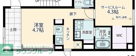 FOLS CLASS 三軒茶屋II(1SK/1階)の間取り写真