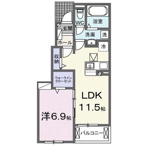 エクシード・ヴィラ津屋崎I(1LDK/1階)の間取り写真