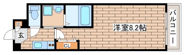 D-SQUARE深江本町(1K/2階)の間取り写真