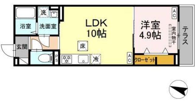 JR常磐線 金町駅 徒歩30分 3階建 新築(1LDK/1階)の間取り写真