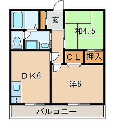 ライブウエスト甲子園(2LDK/4階)の間取り写真