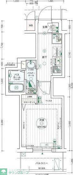 エステムコート名古屋泉プラチナムゲート(1K/2階)の間取り写真