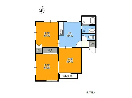 ユートリー利府(3DK/2階)の間取り写真