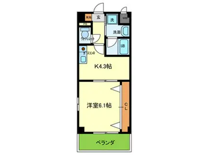 JR関西本線 八尾駅 徒歩6分 3階建 築22年(1DK/2階)の間取り写真